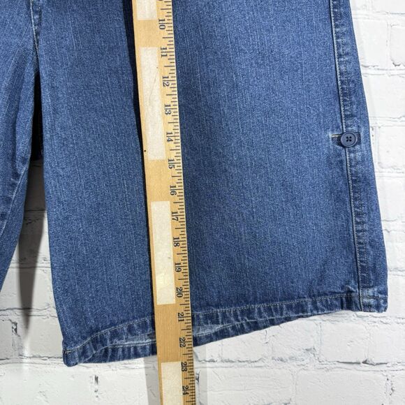 VTG Y2K 90's Denim Baggy Shorts Women Size 16 Blue Carpenter Loose Fit Cotton - Picture 8 of 10